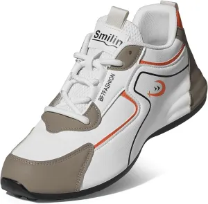 Men's Fashion Casual Sneakers Breathable Lace-up White Walking Shoes Daily Comfortable Non Slip Low Top Tennis Shoes