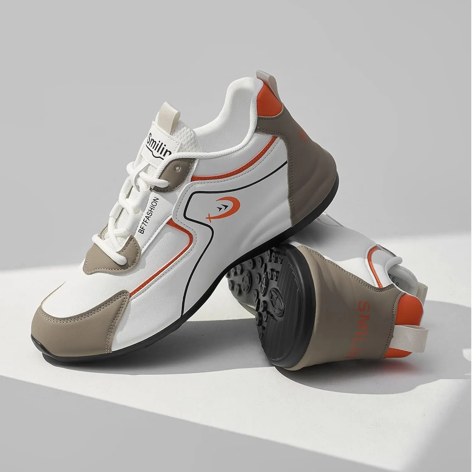 Men's Fashion Casual Sneakers Breathable Lace-up White Walking Shoes Daily Comfortable Non Slip Low Top Tennis Shoes