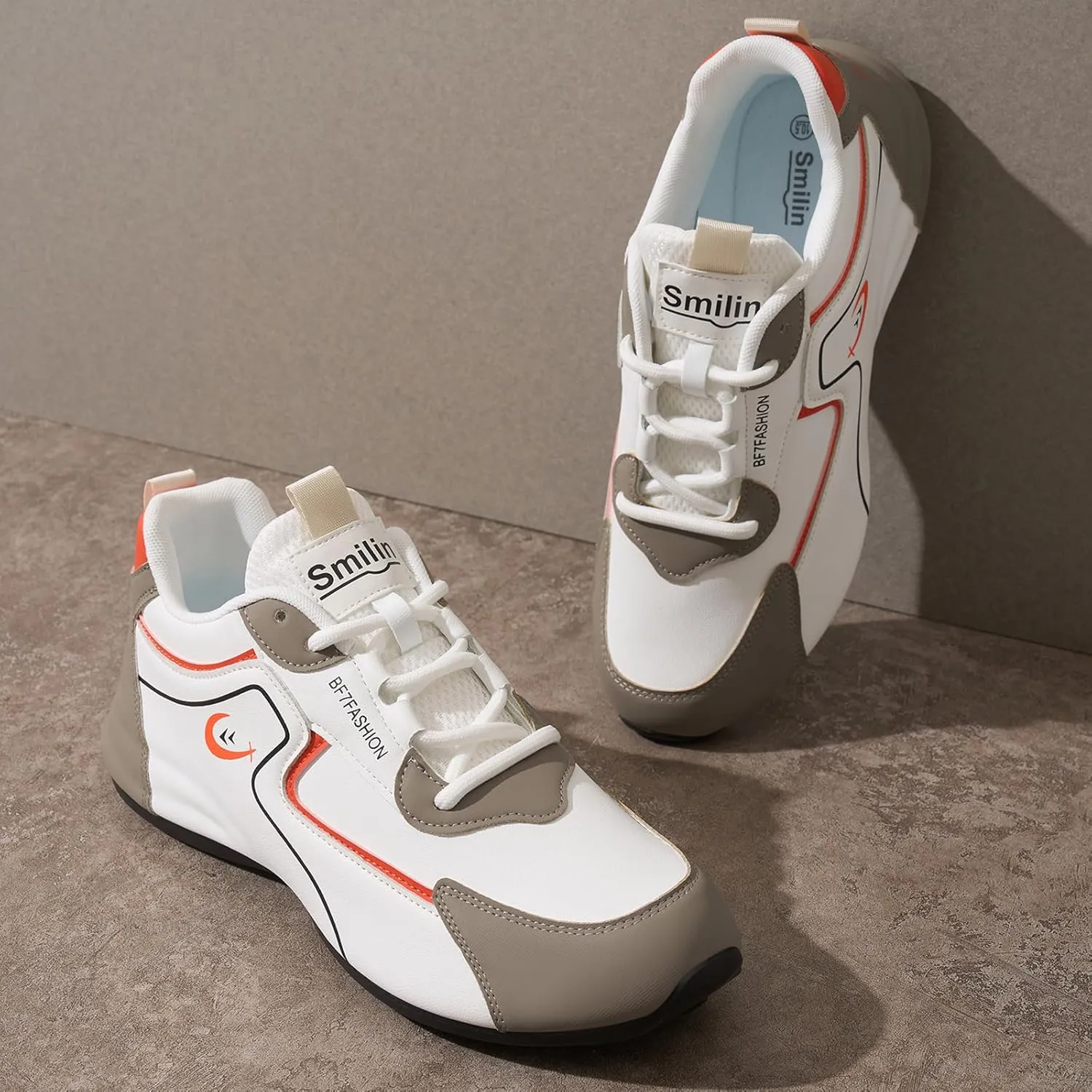 Men's Fashion Casual Sneakers Breathable Lace-up White Walking Shoes Daily Comfortable Non Slip Low Top Tennis Shoes