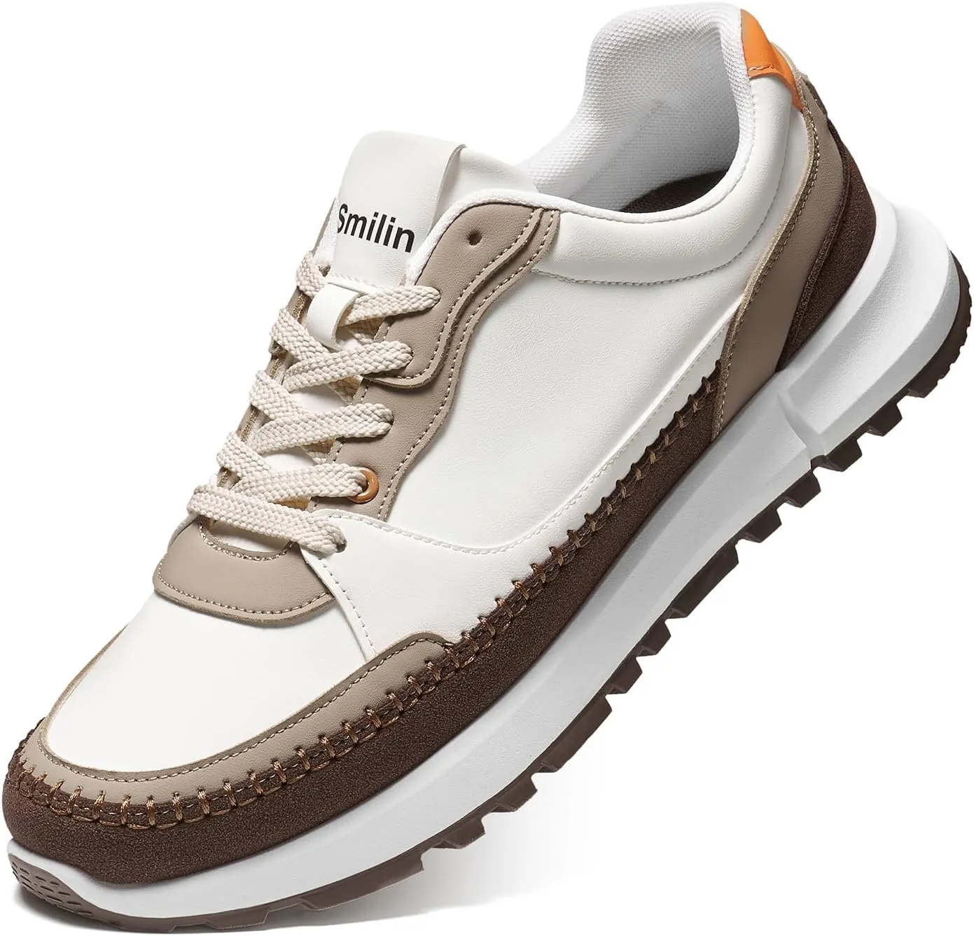Men's Fashion Casual Sneakers Vegan Leather Lace Up Walking Shoes Non Slip Business Casual Sneaker for Men