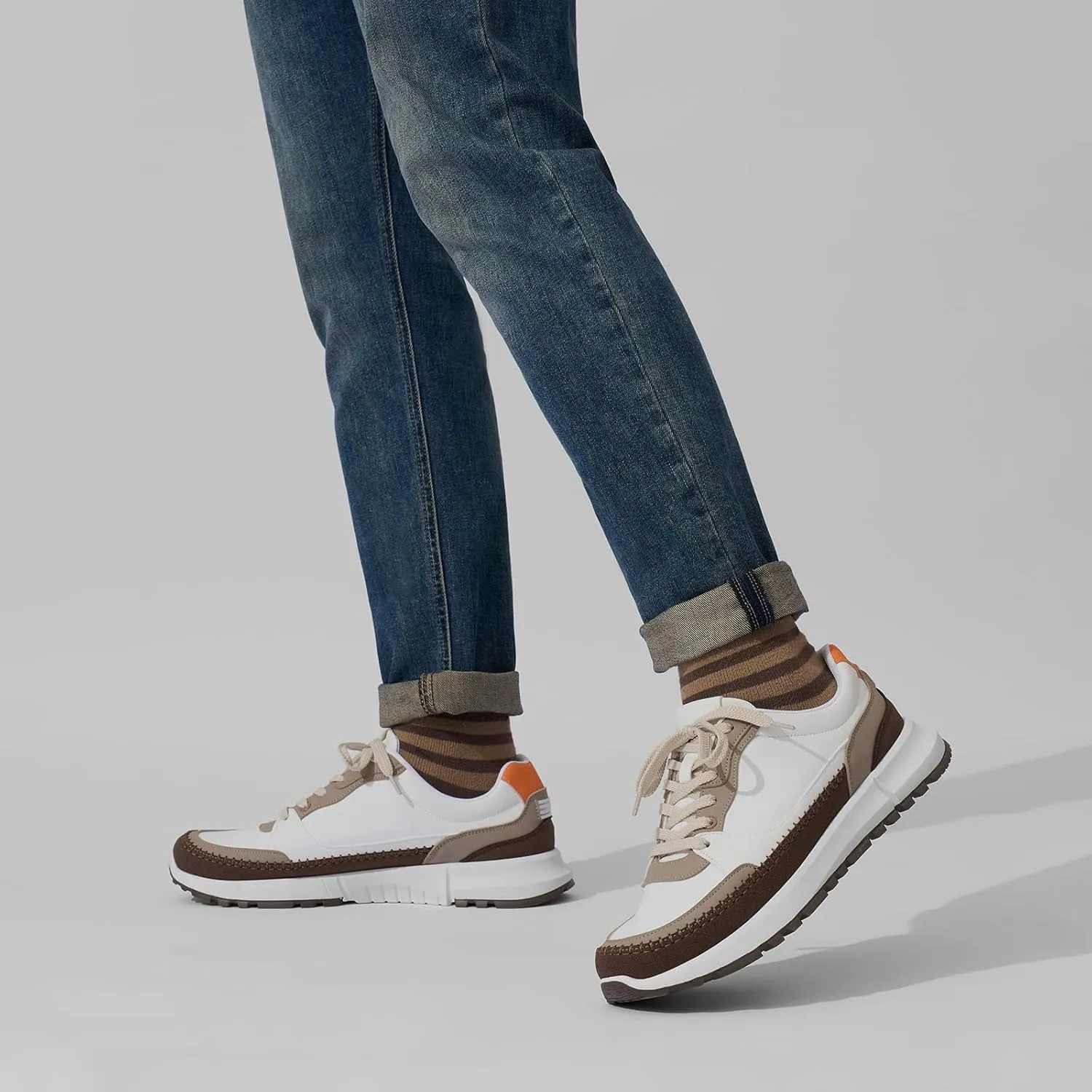 Men's Fashion Casual Sneakers Vegan Leather Lace Up Walking Shoes Non Slip Business Casual Sneaker for Men