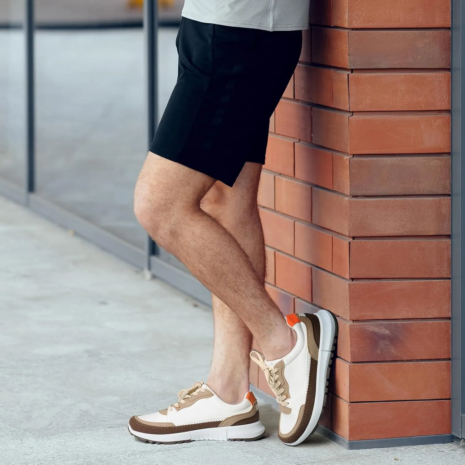 Men's Fashion Casual Sneakers Vegan Leather Lace Up Walking Shoes Non Slip Business Casual Sneaker for Men
