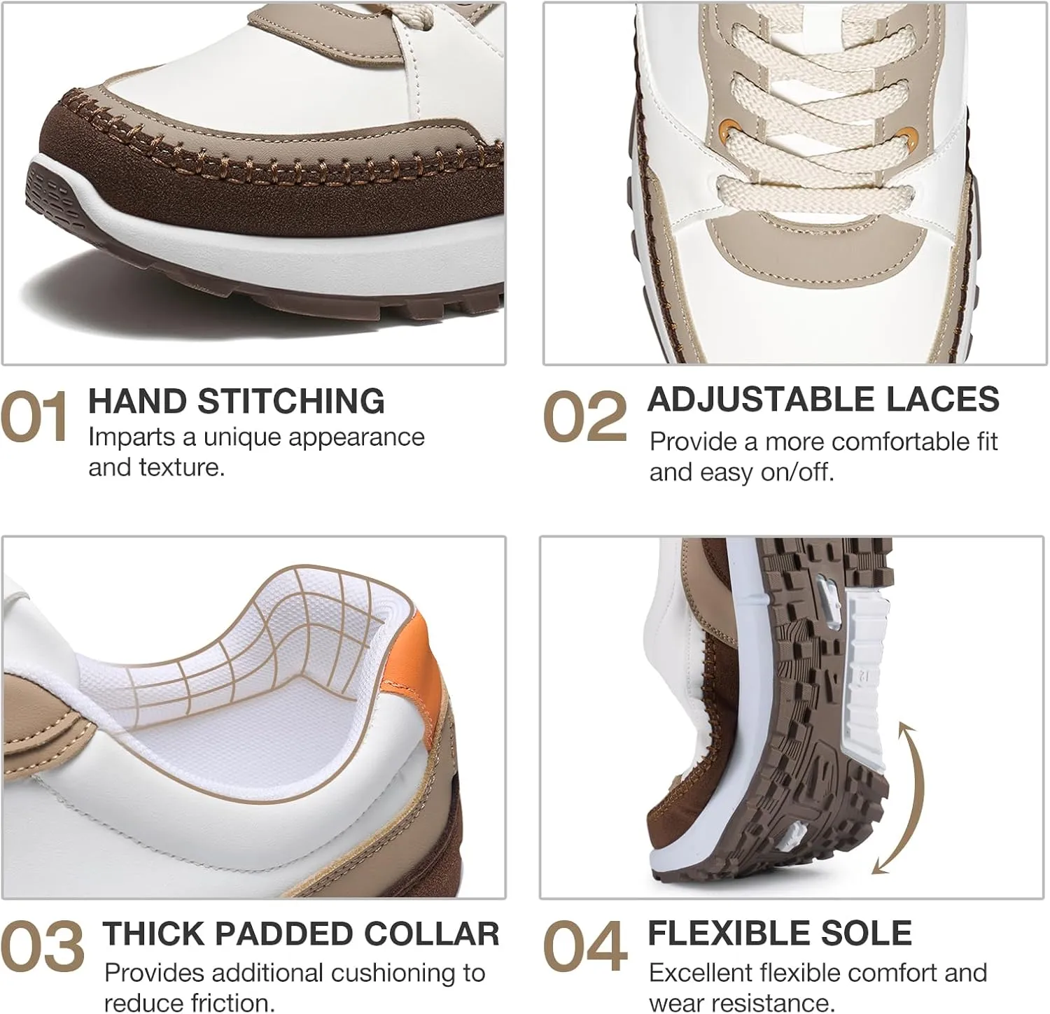 Men's Fashion Casual Sneakers Vegan Leather Lace Up Walking Shoes Non Slip Business Casual Sneaker for Men