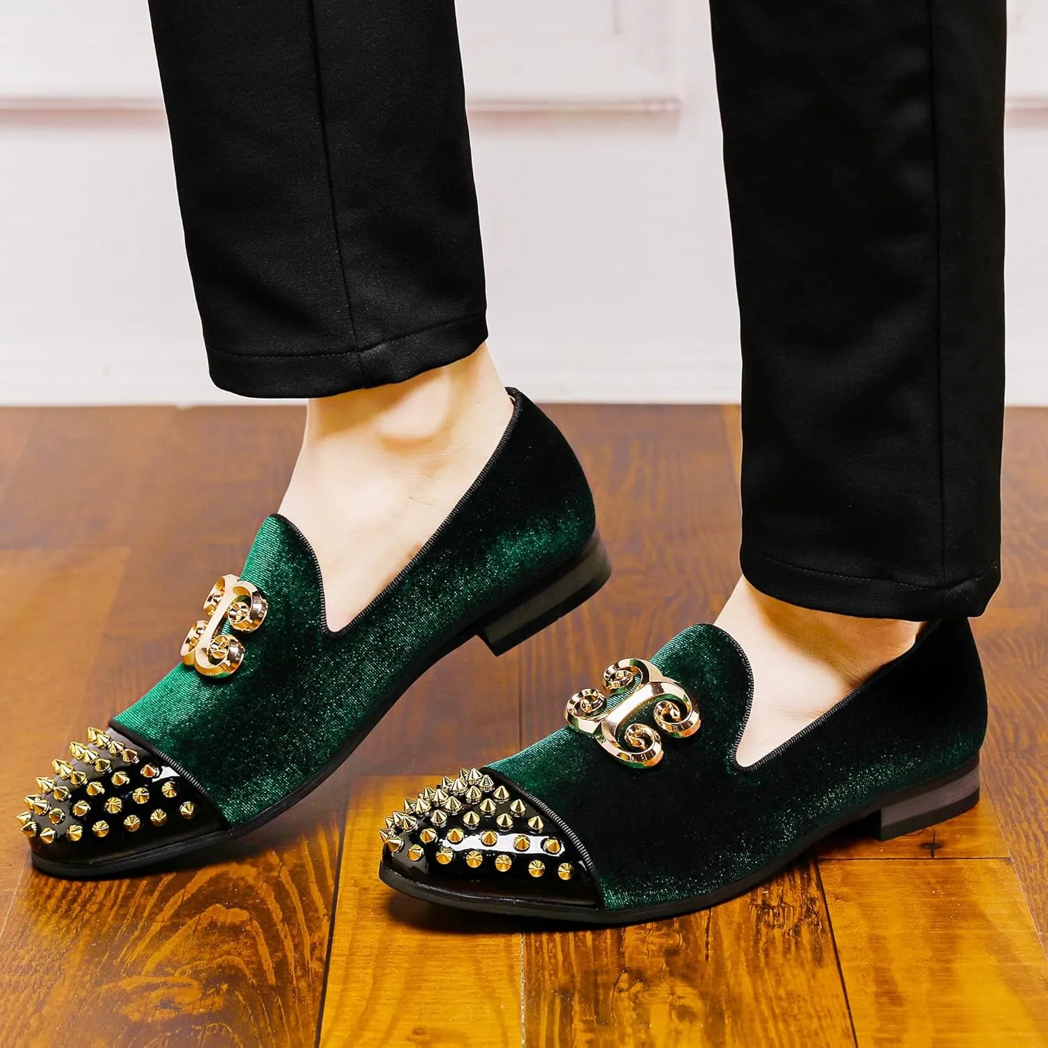 Men's Fashion Formal Velvet Loafers and Wedding Dress Shoes for Men, Penny Slip-On Smoking Luxury Men Casual Shoes