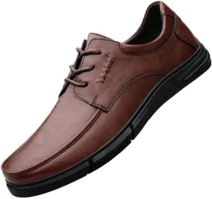 Men's Formal Office Shoes Derby Sneakers Men Comfort Business Casual Slip-on Dress Shoes Lace Up Oxford Shoes(Brown,8.5)