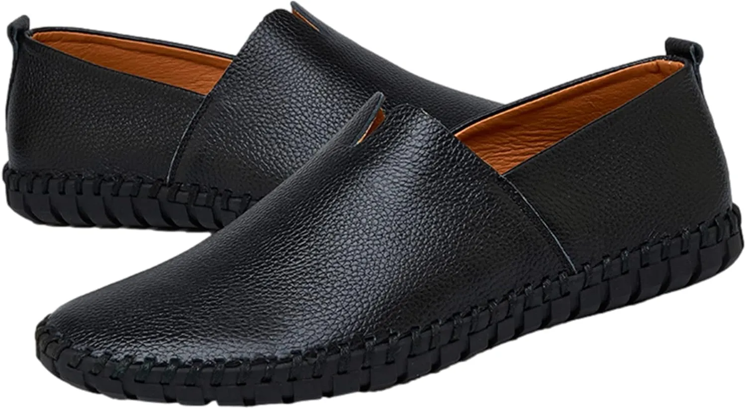 Men's Genuine Leather Loafer Flats Slip-On Soft Handmade Sole Summer Hollowed Casual Driving Shoes