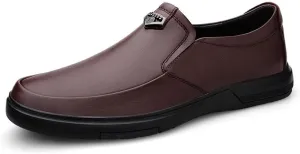 Men's Genuine Leather Platform Slip-On Oxfords Mens Fashion Dress Sneakers Business Casual Derby Shoes