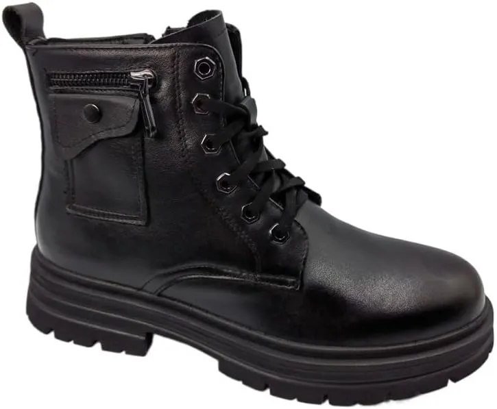 Men's High-top Leather Boots British Rubber Shoes Round-toed Thick-soled Lace-up Comfortable Breathable wear-resistant warm Shoes for Men