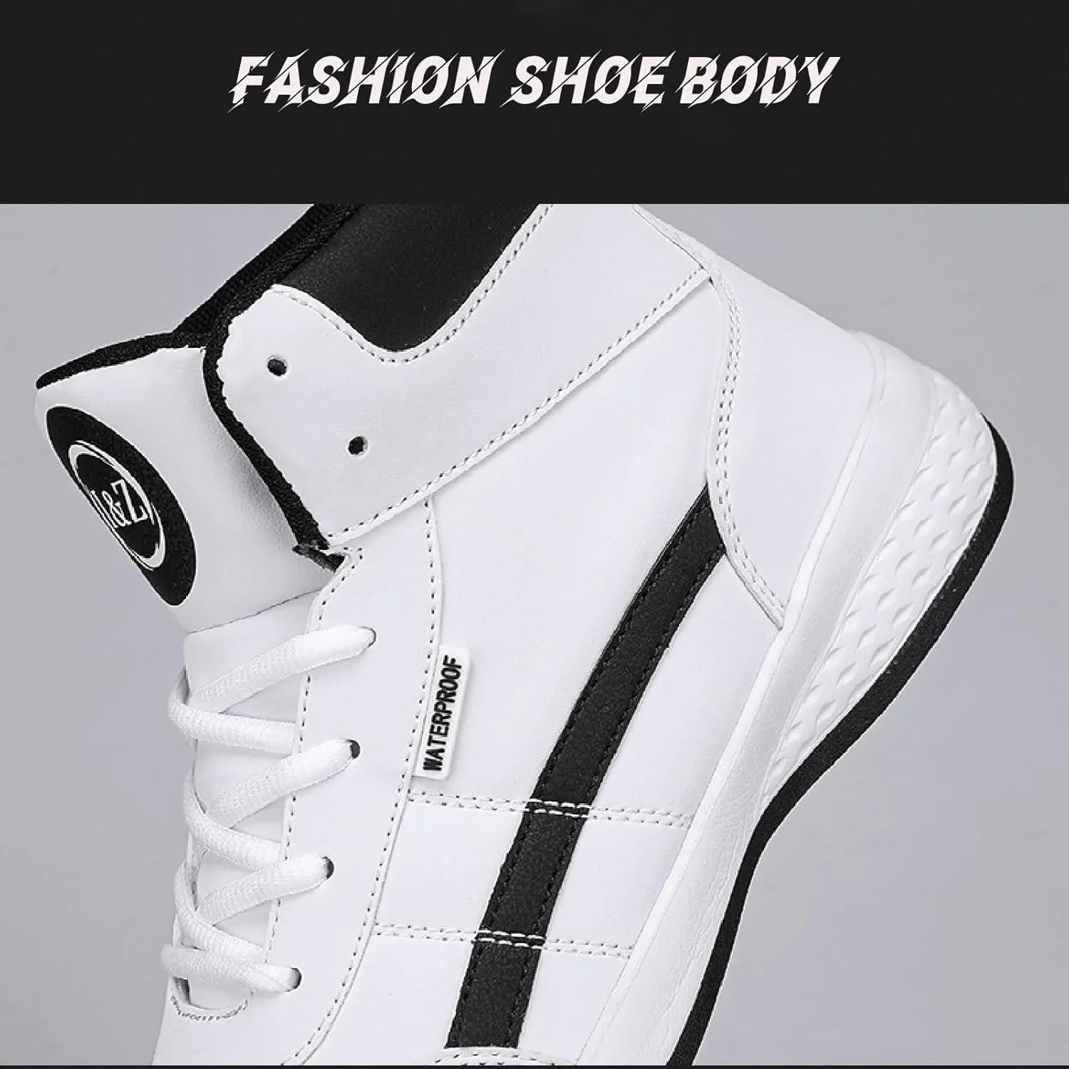 Men's Leather High Top Platform Sneakers Ankle Boots Fashion Comfort Walking Tennis Casual Lace-Up Dad Shoes for Outdoor Basketball Style