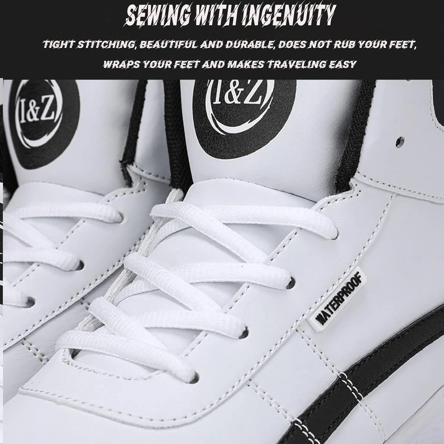 Men's Leather High Top Platform Sneakers Ankle Boots Fashion Comfort Walking Tennis Casual Lace-Up Dad Shoes for Outdoor Basketball Style