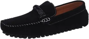 Mens Loafers Slip On Suede Round Toe Breathable Lightweight Casual Shoes Flexible Sole Resistant Rope Tie Party Dress Shoes