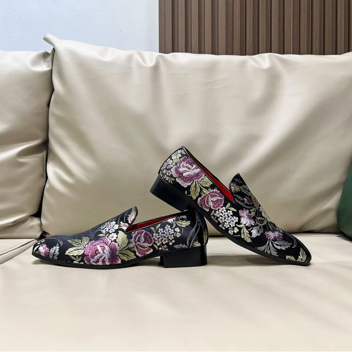 Men's Luxury Embroidery Penny Loafer Noble Slip-on Suede Loafers Shoes Smoking Slippers Party Dancing Shoes Plus Size 7-13