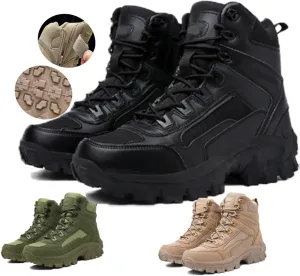 Men'S Military Tactical Work Boots Side Zipper Lightweight Army Combat Boots Durable Outdoor Work Boots Desert Boots Men'S Waterproof Tactical Hiking Boots