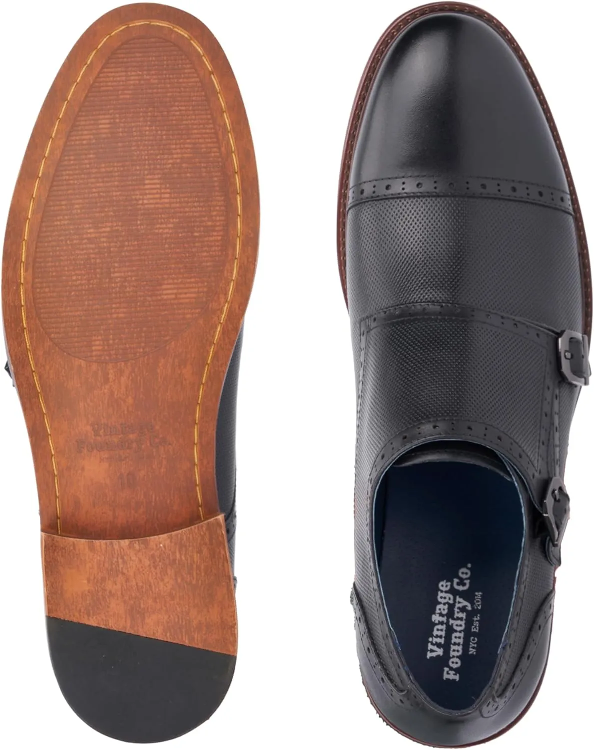 Mens Morgan Monk Strap, Round Toe Dress Shoe, Rubber Outsole