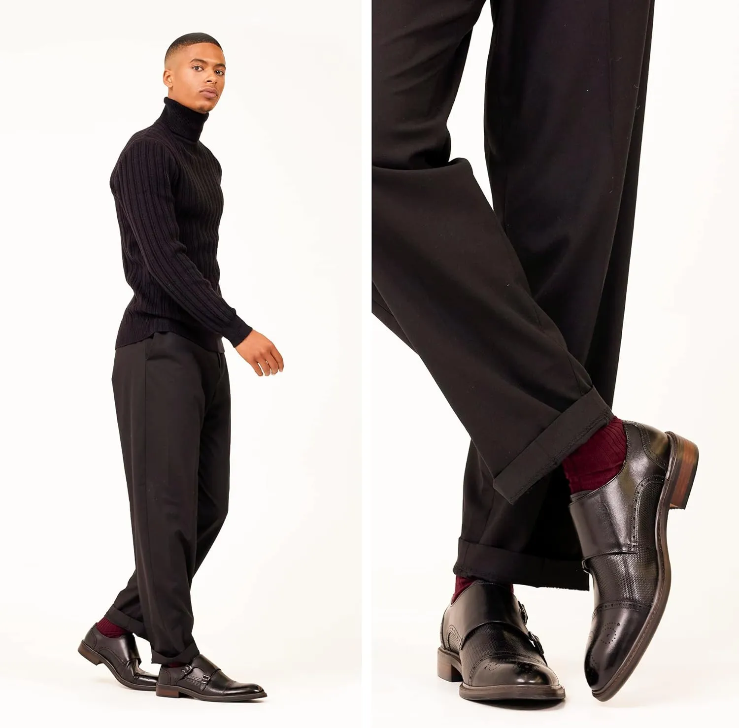 Mens Morgan Monk Strap, Round Toe Dress Shoe, Rubber Outsole