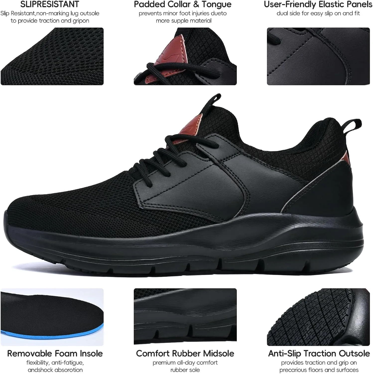 Mens Non Slip Work Shoes Walking Sneakers Zapatos Trabajo Food Service Chef Kitchen