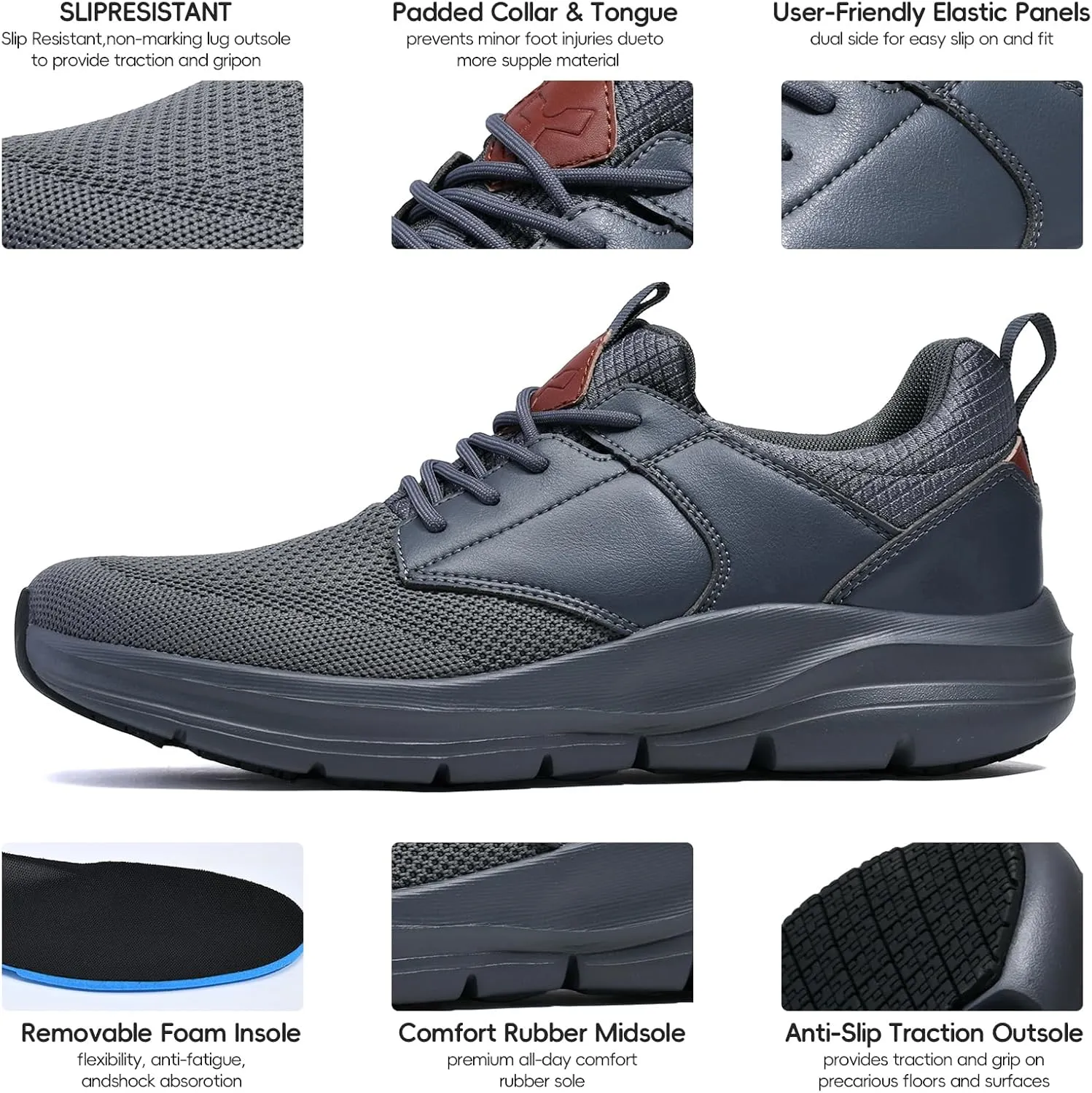 Mens Non Slip Work Shoes Walking Sneakers Zapatos Trabajo Food Service Chef Kitchen