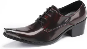 Men's Oxfords Casual Dress Tuxedo Shoes Genuine Leather Metal Tip Toe Derby Fashion Prom Wedding Ballroom Party Western Heel Shoes
