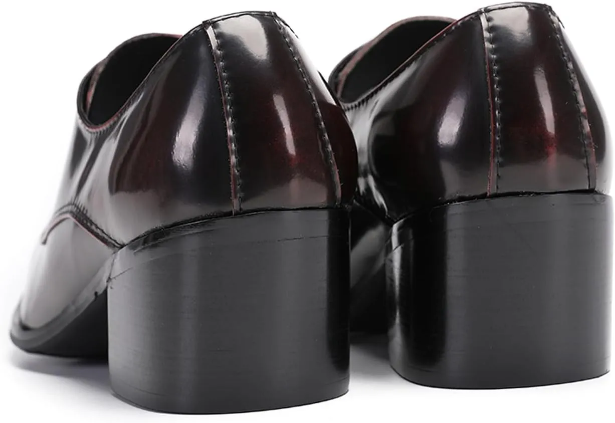 Men's Oxfords Casual Dress Tuxedo Shoes Genuine Leather Metal Tip Toe Derby Fashion Prom Wedding Ballroom Party Western Heel Shoes