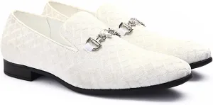 Men's Penny Slip-on Loafer Diamond-Patterned Velvet Dress Shoes Luxury Suede Smoking Slipper Party Prom Wedding Shoes