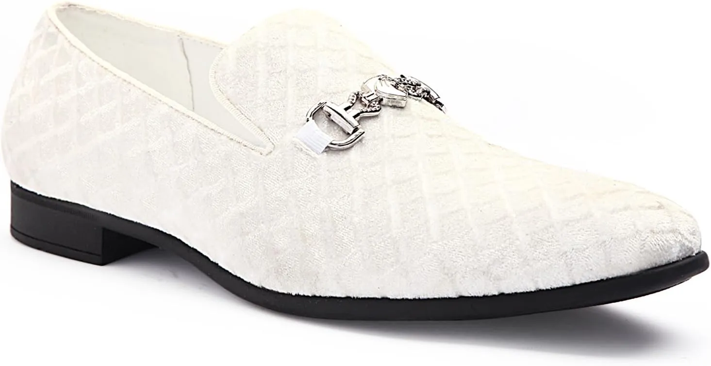 Men's Penny Slip-on Loafer Diamond-Patterned Velvet Dress Shoes Luxury Suede Smoking Slipper Party Prom Wedding Shoes