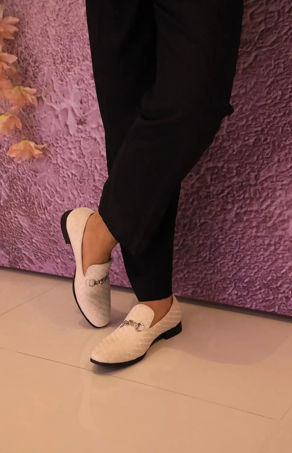 Men's Penny Slip-on Loafer Diamond-Patterned Velvet Dress Shoes Luxury Suede Smoking Slipper Party Prom Wedding Shoes