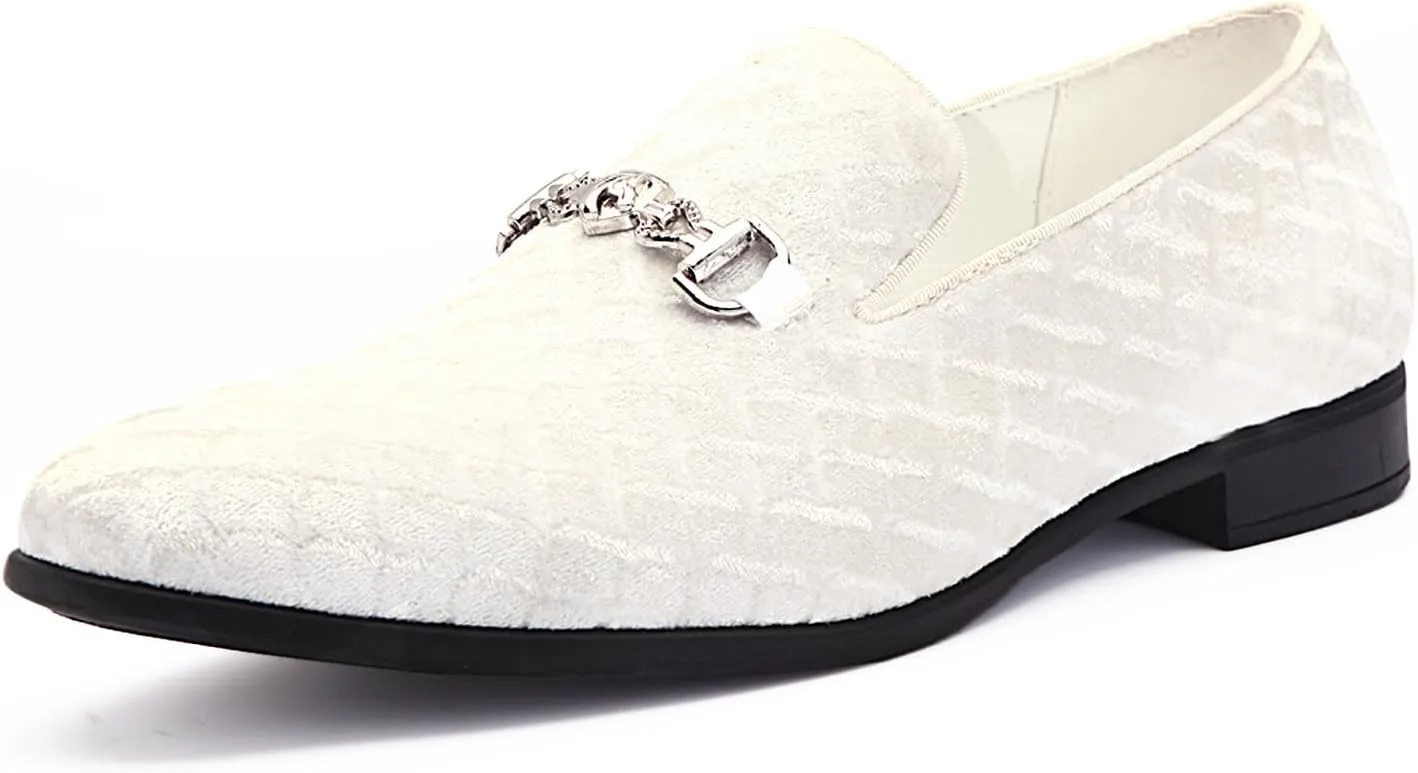 Men's Penny Slip-on Loafer Diamond-Patterned Velvet Dress Shoes Luxury Suede Smoking Slipper Party Prom Wedding Shoes