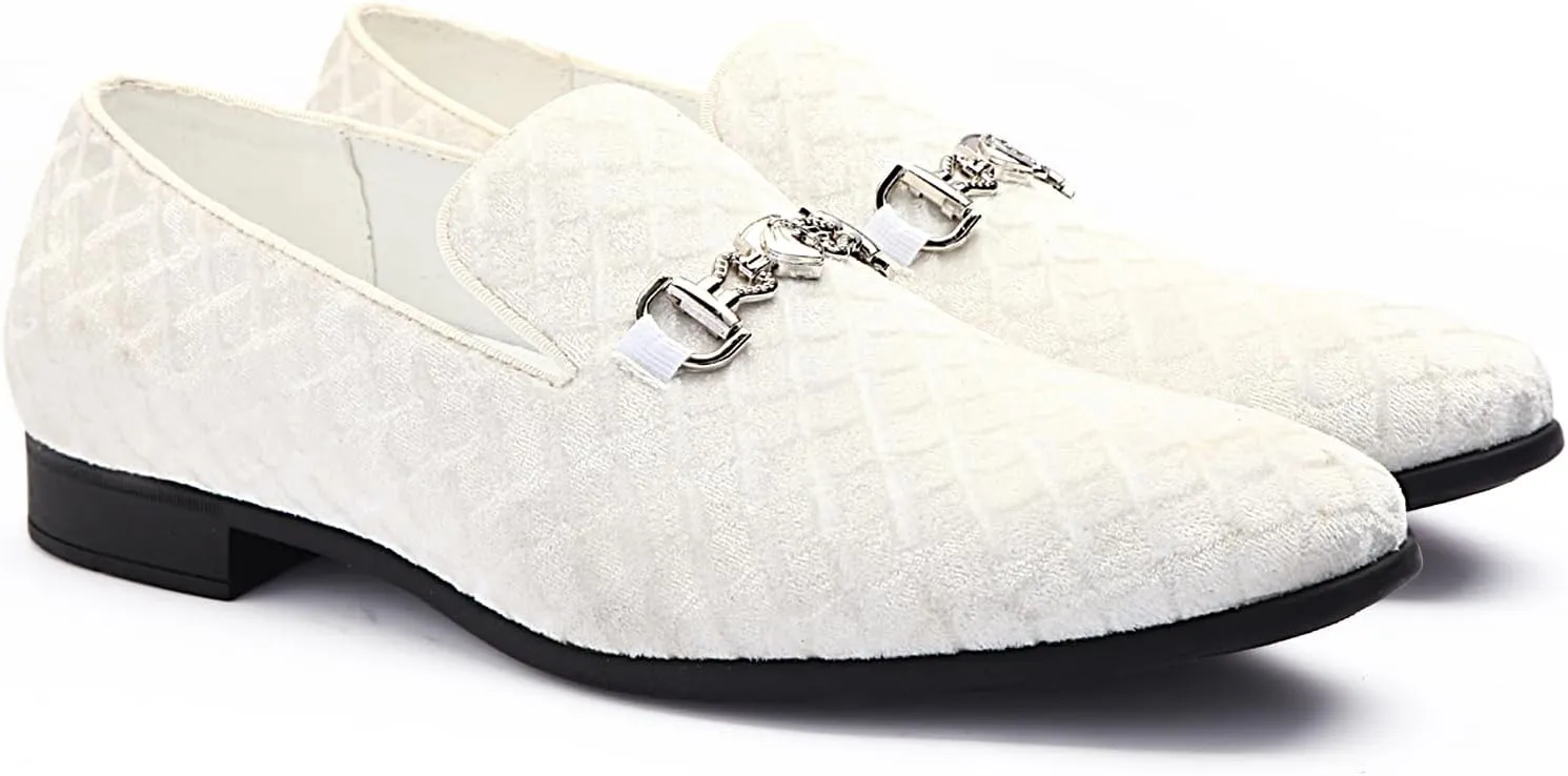 Men's Penny Slip-on Loafer Diamond-Patterned Velvet Dress Shoes Luxury Suede Smoking Slipper Party Prom Wedding Shoes