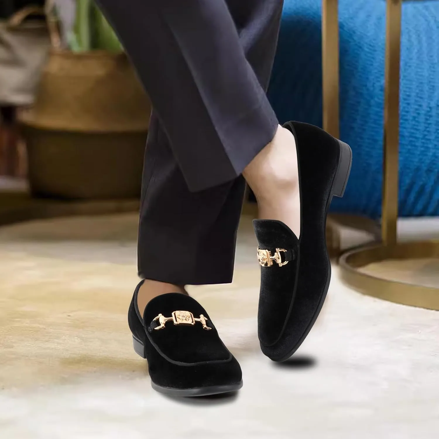 Men's Penny Slip-on Velvet Loafer Luxury Suede Tuxedo Dress Shoes Fancy Smoking Slipper Party Prom Wedding Shoes Comfortable Lightweight