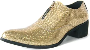 Men's Pointed Toe Chunky Heels Dress Oxford Shoes,Fashion Print Front Zipper Slip on Loafers Patent Leather Low Top Chelsea Business Formal Derby Shoes