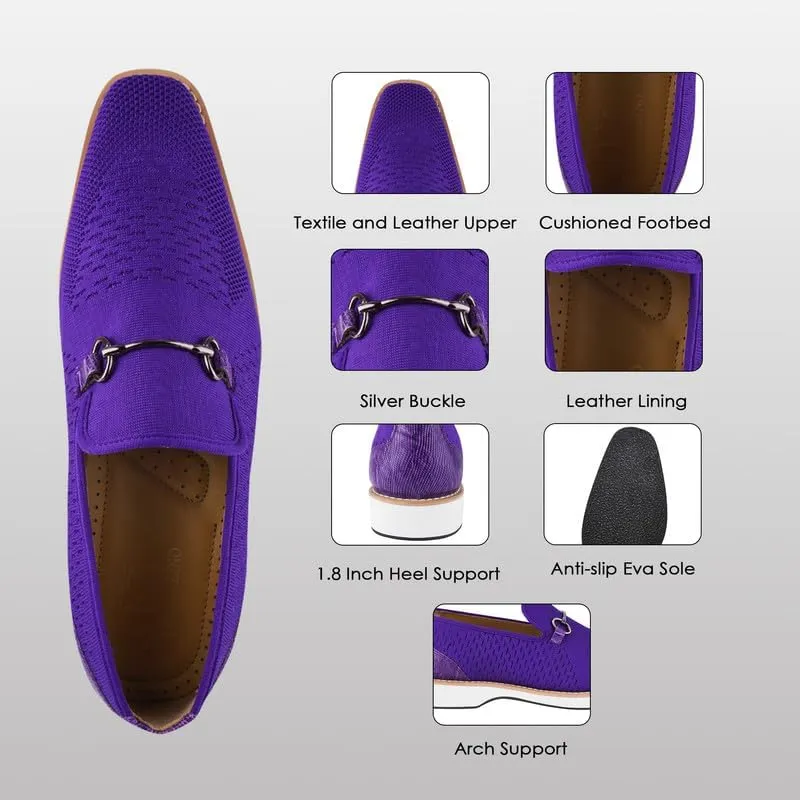 Mens Prom Shoes - Mens Tuxedo Canvas Textile and Suede Leather Noble Loafers and Slip On Wedding Party Shoes