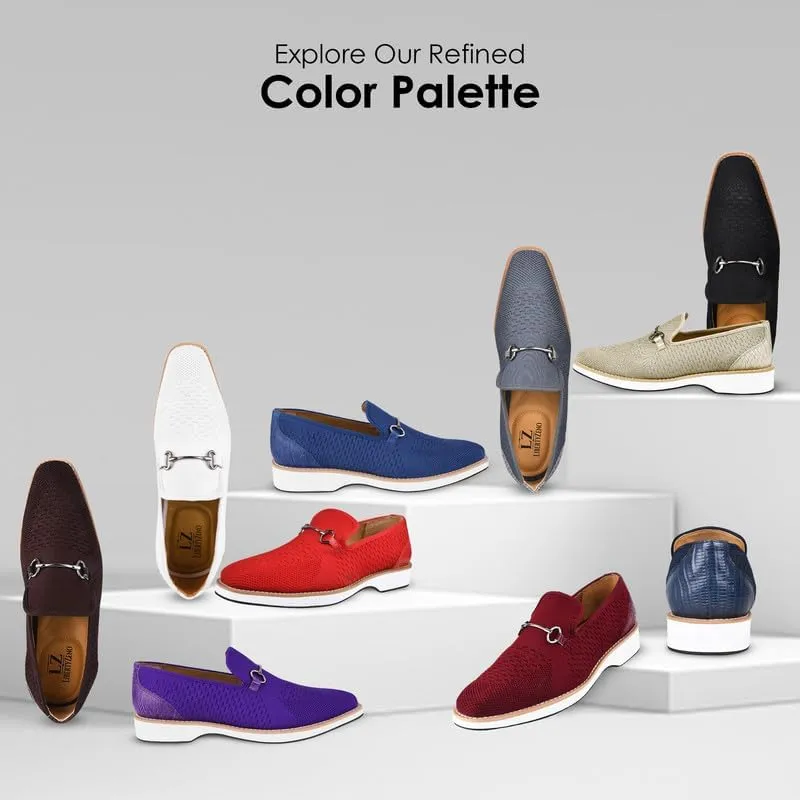 Mens Prom Shoes - Mens Tuxedo Canvas Textile and Suede Leather Noble Loafers and Slip On Wedding Party Shoes