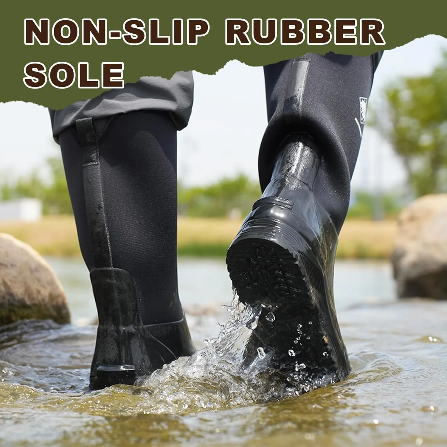 Men's Rubber Boots, Rain Boots for Men, Hunting Gardening Fishing Outdoor Work Boots, Waterproof Insulated Rubber Neoprene Knee Boots