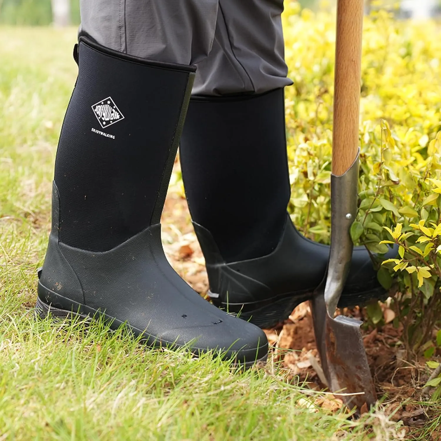 Men's Rubber Boots, Rain Boots for Men, Hunting Gardening Fishing Outdoor Work Boots, Waterproof Insulated Rubber Neoprene Knee Boots