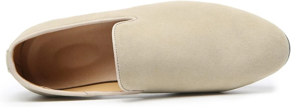 Mens Shoes Suede Slip-on Penny Loafers Casual Smoking Slippers Driving Dress Shoes Black Brown Ivory Khaki