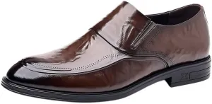 Men's Slip On Loafers Business Shoes Classic Leather Upper Men's Rubber Soft Sole Breathable Lining Shock Absorption Cushioning Shoes