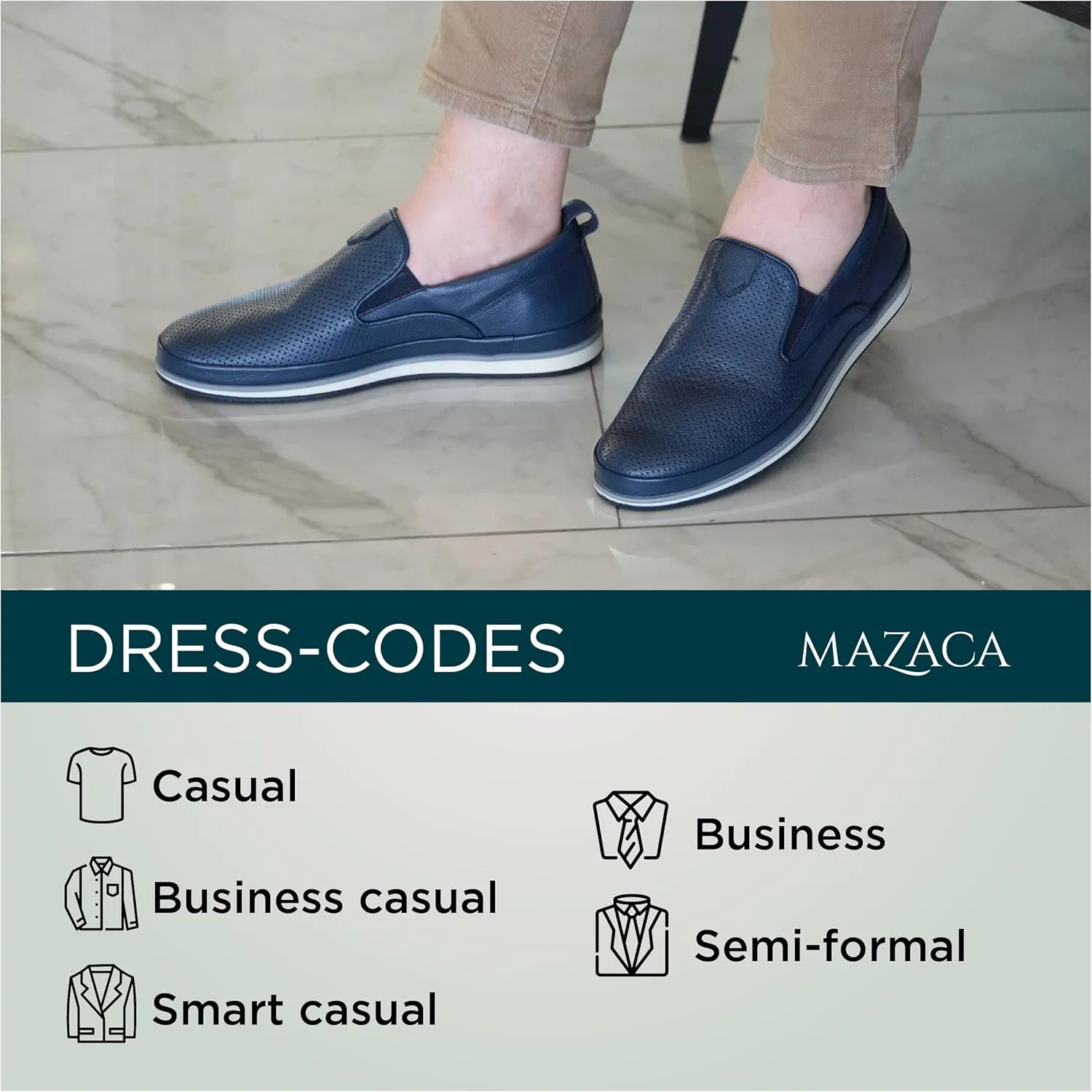 Men's Slip-On Loafers, Classic Fashion Sneakers, Flats Casual Lightweight Comfortable Breathable Mesh Perfed Leather Upper, Lining and Insole, Thermoplastic Sole