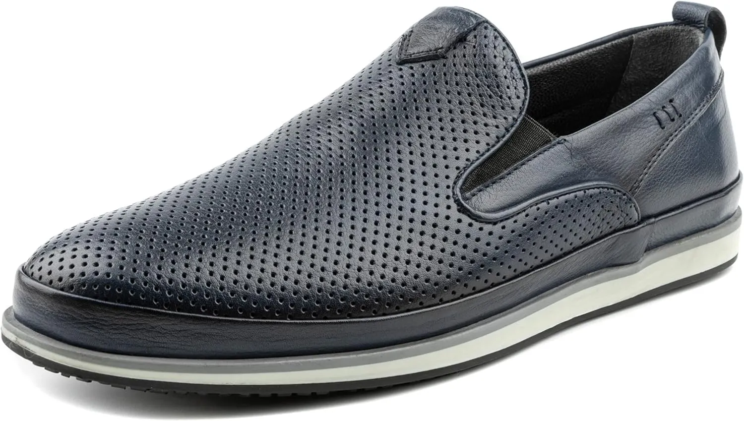 Men's Slip-On Loafers, Classic Fashion Sneakers, Flats Casual Lightweight Comfortable Breathable Mesh Perfed Leather Upper, Lining and Insole, Thermoplastic Sole