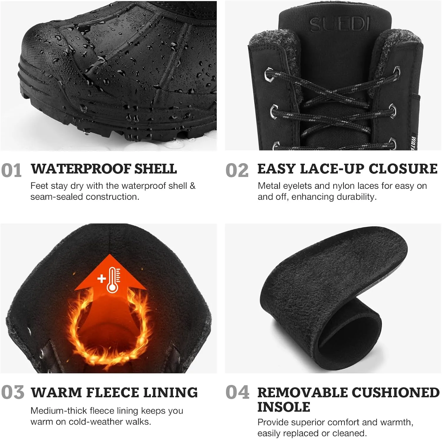 Men's Snow Boots Insulated Waterproof Lightweight Winter Boots Slip Resistant Duck Boots for Men