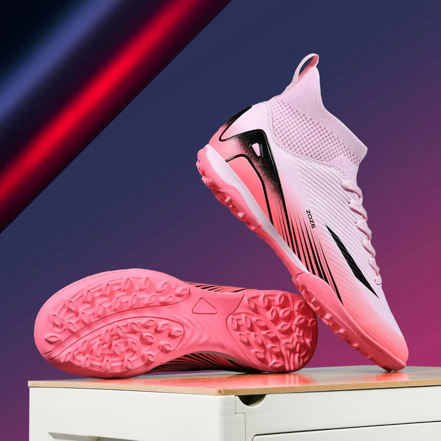 Men's Soccer Shoes Cleats Professional High-Top Athletic Turf Football Shoes Outdoor/Indoor Professional Futsal Football Training Sneakers