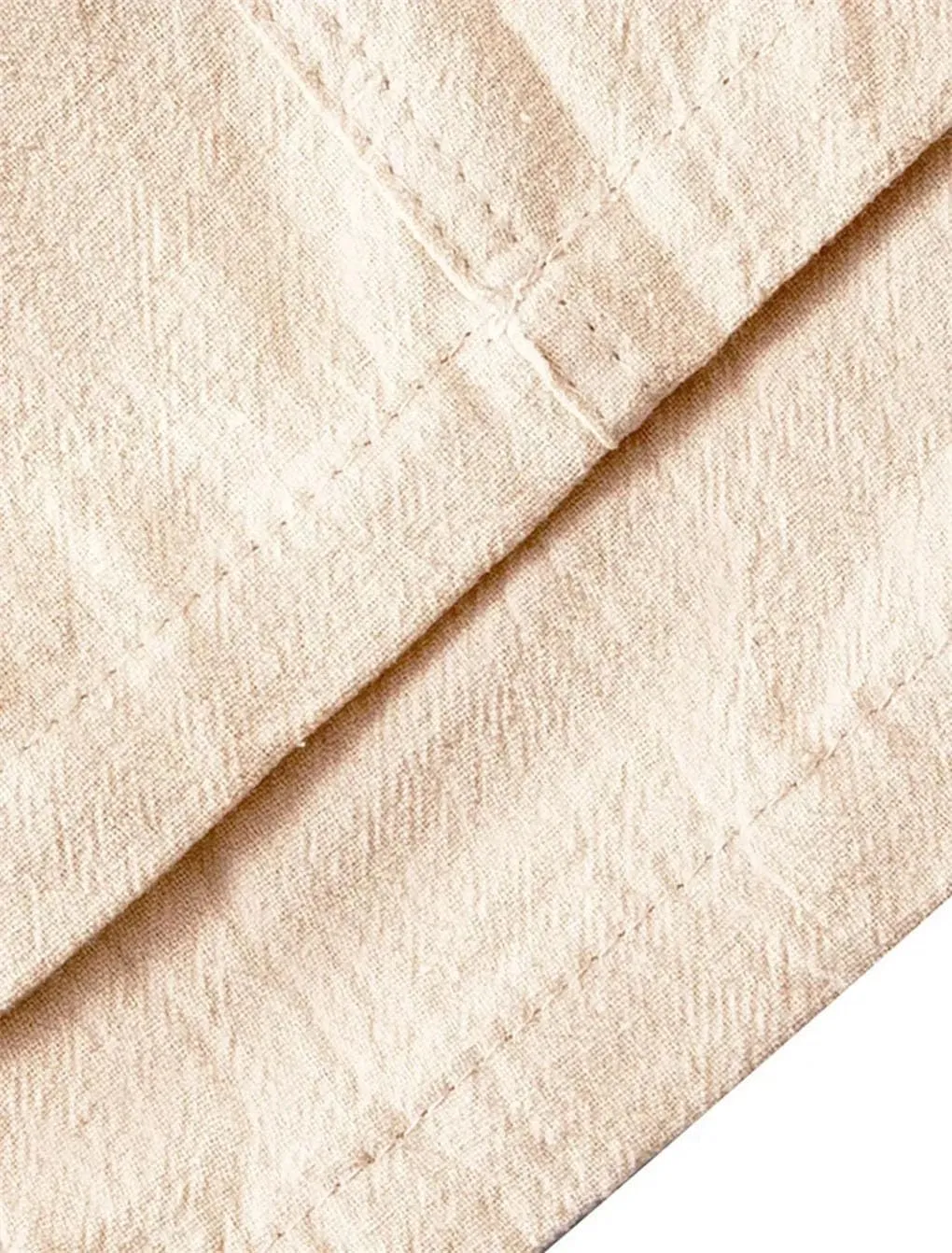Men's Solid Color Casual Simple Cotton and Linen Elastic Drawstring Stitching Wide-Leg Trousers
