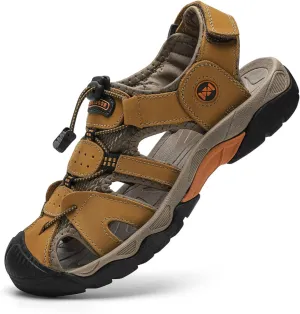 Men's Sport Sandals Breathable Outdoor Hiking Sandals Adjustable Fisherman Shoes Closed Toe Summer Walking Casual Sandals