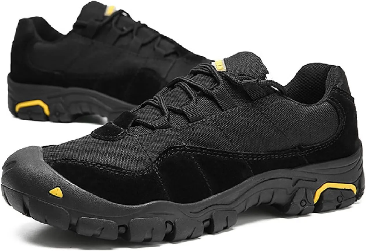 Men's Suede Lace Up Hiking Shoes Comfortable Protective Cap Toe Lug Sole Non-Slip Trekking Outdoor Sneakers Summer Lightweight Casual Walking Shoes