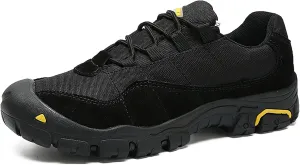 Men's Suede Lace Up Hiking Shoes Comfortable Protective Cap Toe Lug Sole Non-Slip Trekking Outdoor Sneakers Summer Lightweight Casual Walking Shoes