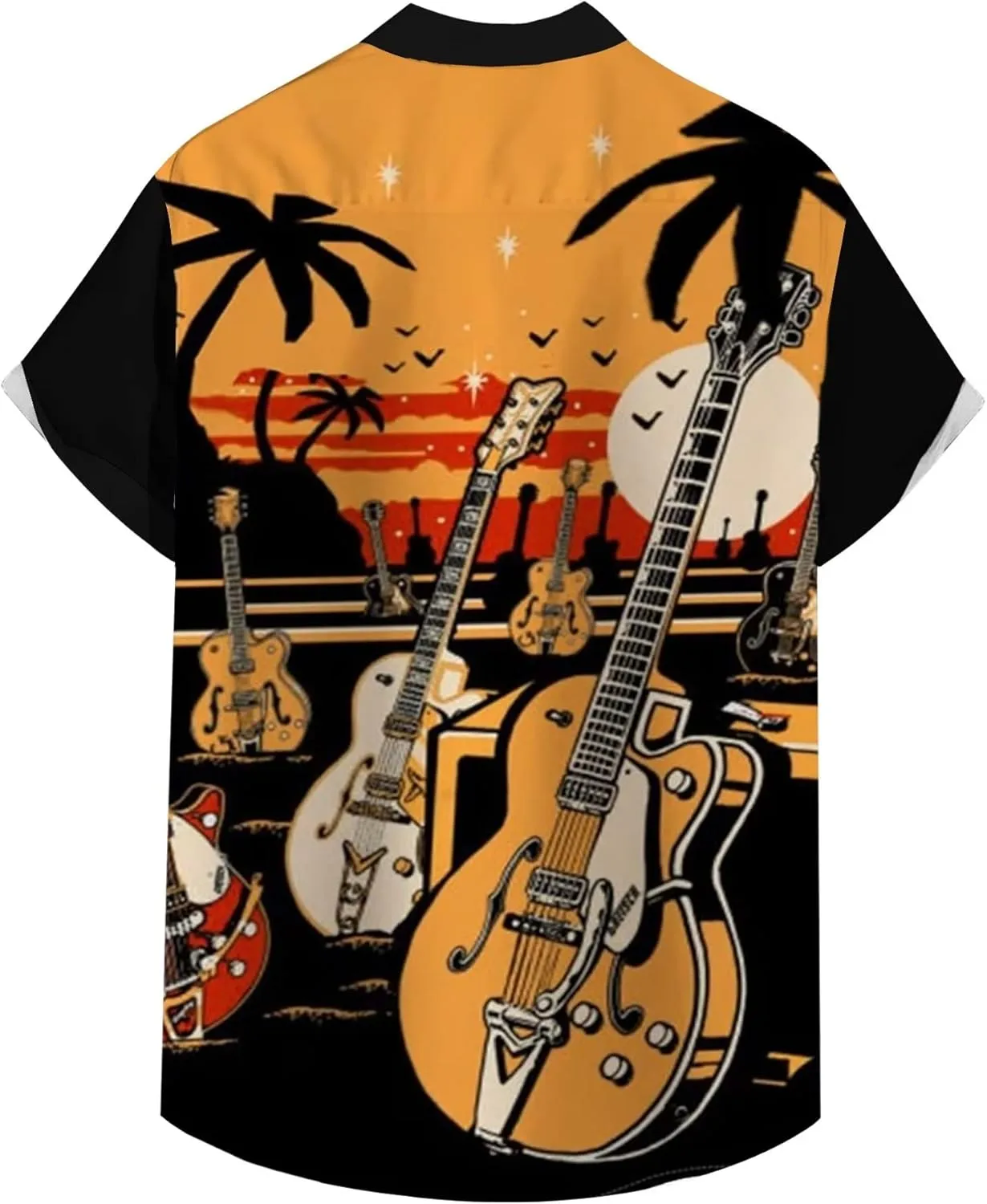 Men's Vintage Bowling Shirt 1950s Retro Rockabilly Style Short Sleeve Button Down Music Hawaiian Shirts