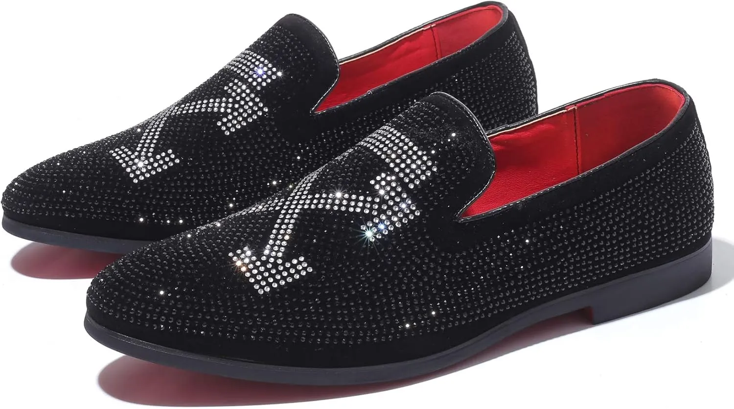 Men's Vintage Fashion Rhinestone Designer Dress Loafers Slip On Shoes Classic Tuxedo Dress Shoes
