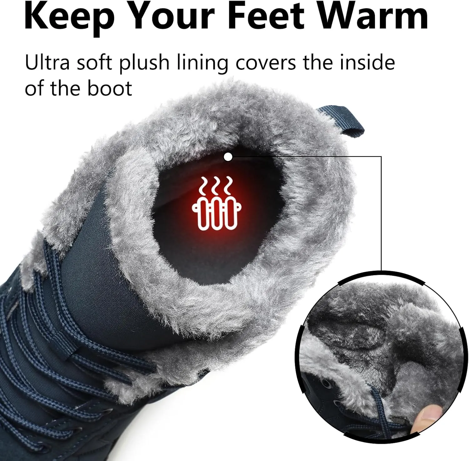 Mens Womens Snow Boots Winter Barefoot Shoes Warm Fur Lined Short Ankle Booties Outdoor Anti-Slip Wide Toe Box Walking Winter Shoes