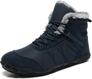 Mens Womens Snow Boots Winter Barefoot Shoes Warm Fur Lined Short Ankle Booties Outdoor Anti-Slip Wide Toe Box Walking Winter Shoes
