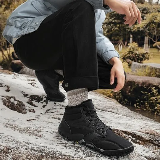 Mens Womens Winter Hiking Boots Wide Toe Box Warm Snow Boots Minimalist Barefoot Boots Zero Drop Sole Waterproof Non-Slip Ankle Booties