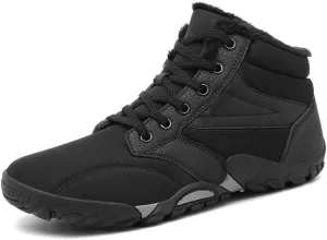 Mens Womens Winter Hiking Boots Wide Toe Box Warm Snow Boots Minimalist Barefoot Boots Zero Drop Sole Waterproof Non-Slip Ankle Booties
